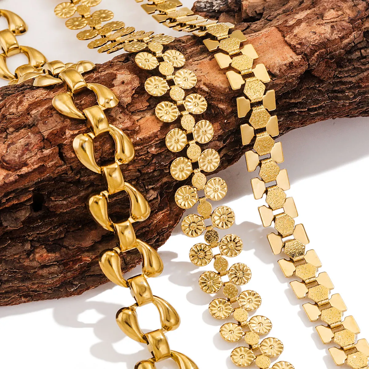 1M Non Fade Stainless Steel Hip Hop Punk Teardrop Bracelet DIY Jewellery Handmade Necklace Bracelet Gold plated Chain Supplies