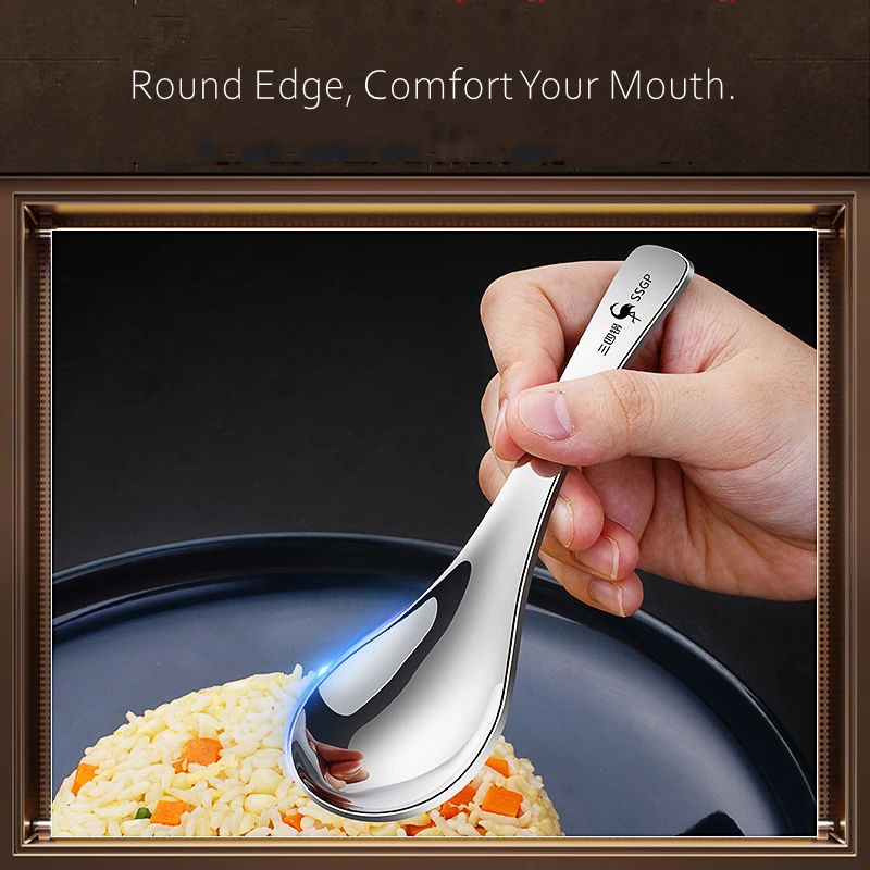 LFGB Certificate 304 Stainless Steel Spoon Original Designed Baby Dining Ladle Chinese Style Flatware for Kids Feeding Cutlery