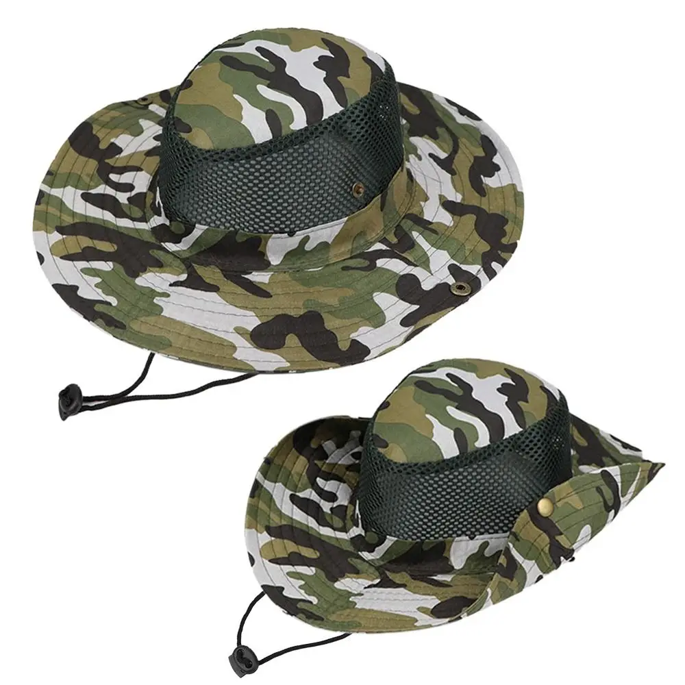 Outdoor Breathable Mesh Camouflage Bucket Hat Sun Protection Hunting Fishing Hiking Cap 3