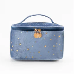 Velvet Makeup Bag Net Star Girl Portable Cosmetics Large Capacity Square Lipstick Storage Bag Makeup Brush Bags Makeup Box