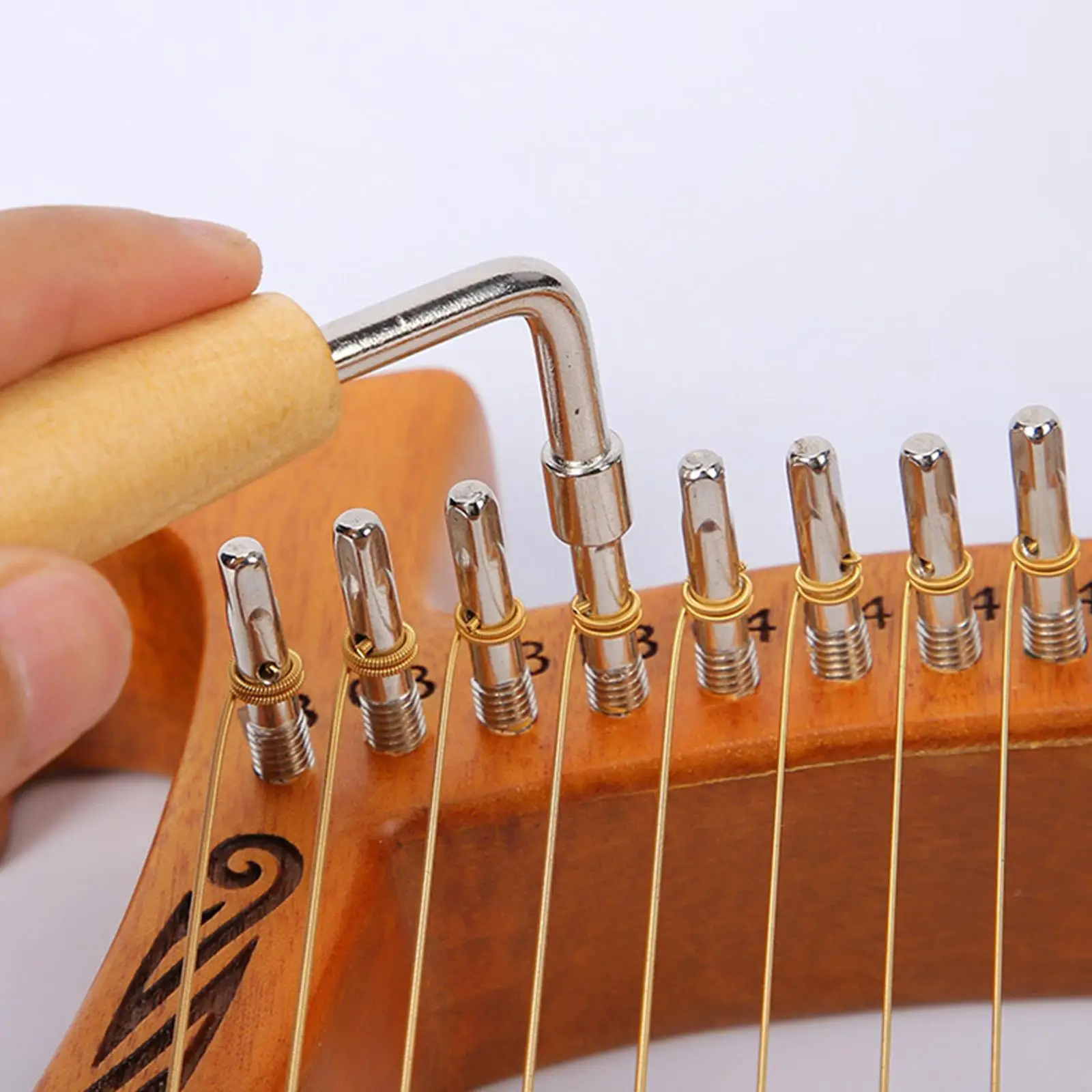 Wooden Tuning Wrench Lyre and Harp Gooseneck Tuning Hammer Lever Adjustment Durable for Harp Musical Stringed Instrument