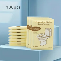 Pack of Disposable Travel Portable Toilet Seat Covers - Large Size, Dissolvable Bathroom Essential (100 Pcs)