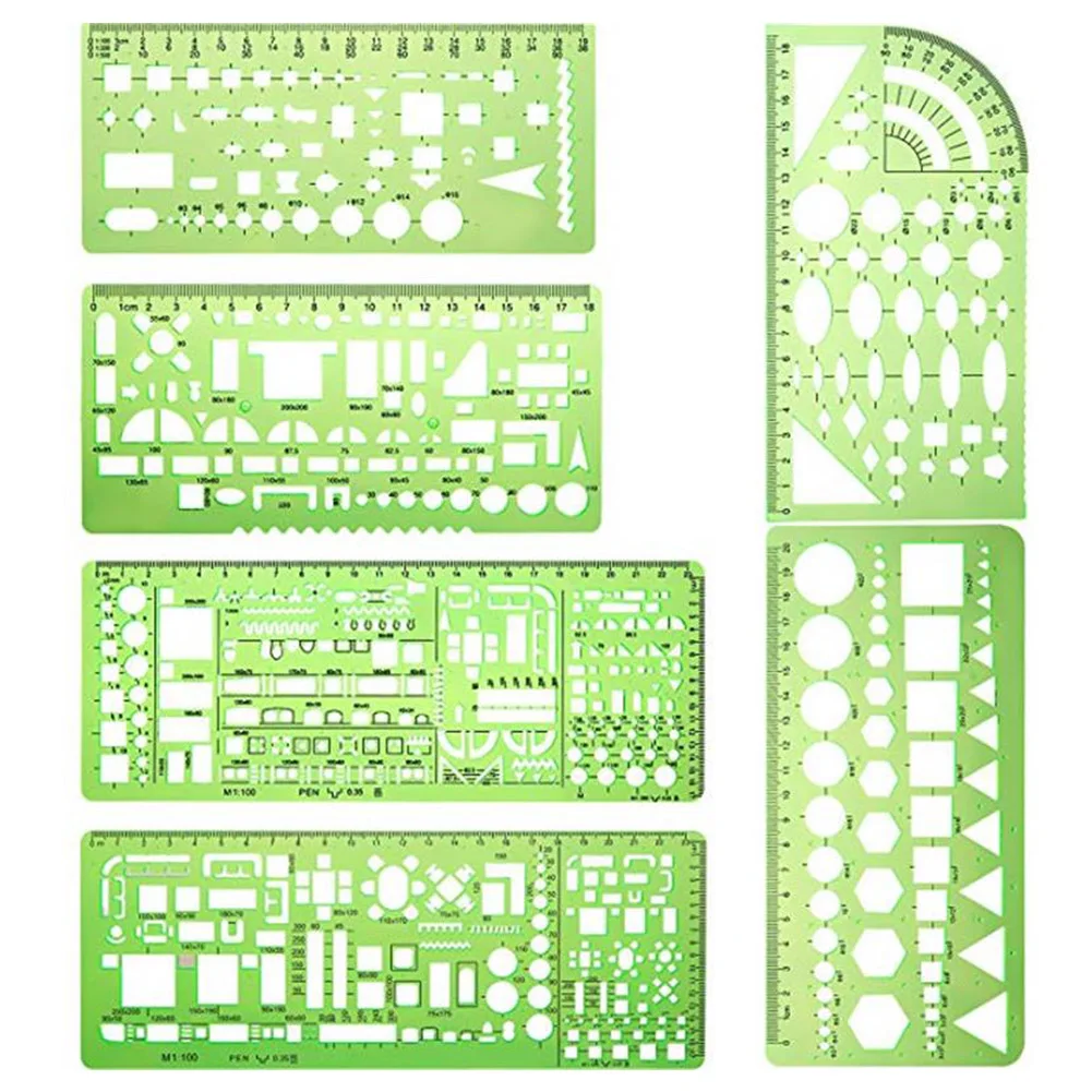 

Geometric House Plan Architectural Template Ruler PS Technical Furniture Drawing Drafting Tool Measuring Stencil Professional