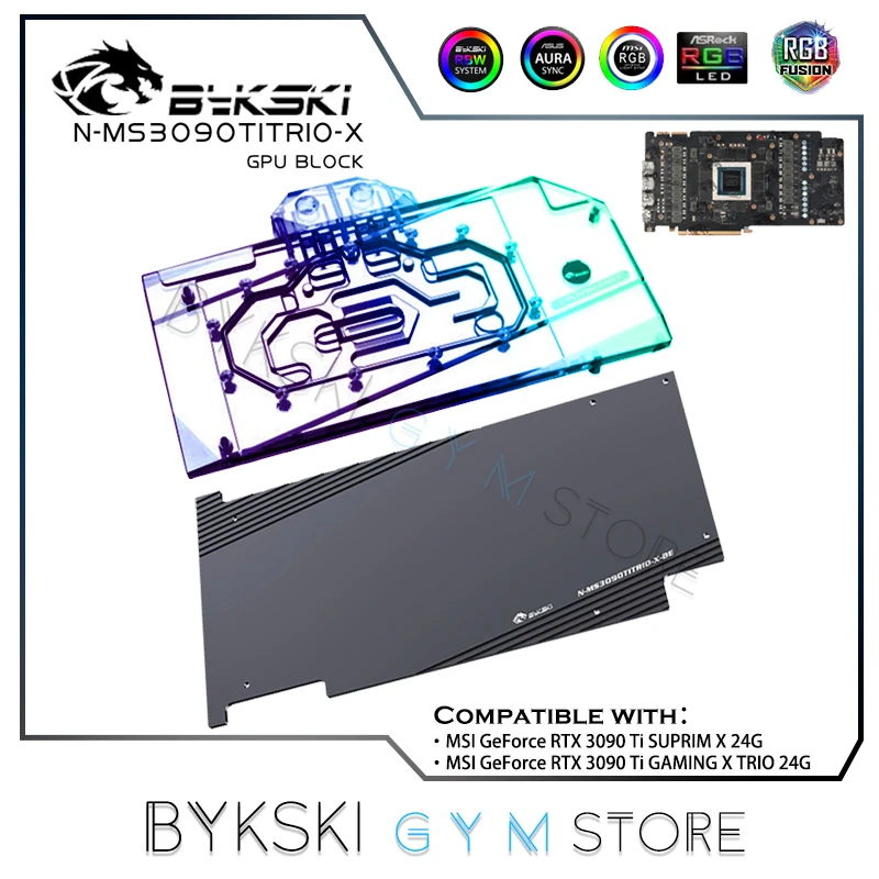 Bykski Gpu Water Block Per Msi Rtx 3090Ti Gaming X Trio/Suprim X 24G, Con Piastra Posteriore Rame Acrilico/Radiatore N-Ms3090Titrio-X