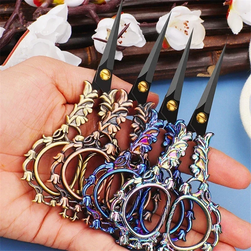 Sewing Scissors Retro Zakka Vintage Scissors Cutting Cutter Paper Antique Embroidery Tools Sewing Tailor Stitch Thread Gold Shears Cross-stitch