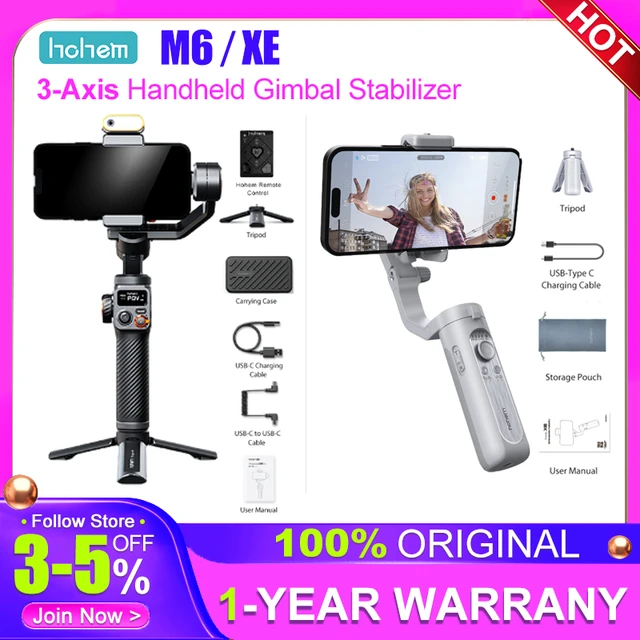 Hohem iSteady M6 /XE 3-Axis Handheld Gimbal Stabilizer Smartphone Selfie  Tripod w Magnetic Fill Light for Video Lighting - AliExpress