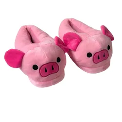Cozy Cute Pig Indoor Fluffy Fur Slippers - Women's Warm Cartoon Home Slides - Onesize(EU36-41) (Rose red pig shoes)