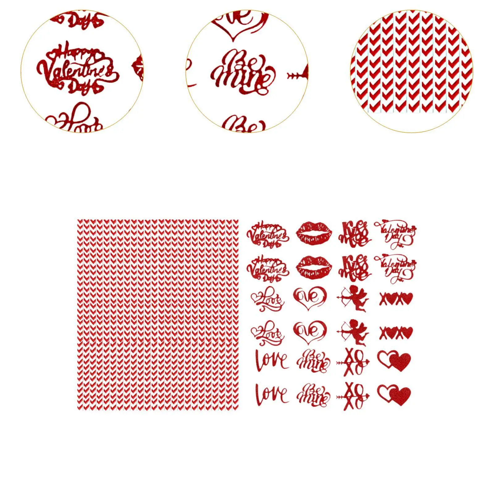24x Valentines Day Paper Straws for Proposal Love Theme Parties Festival