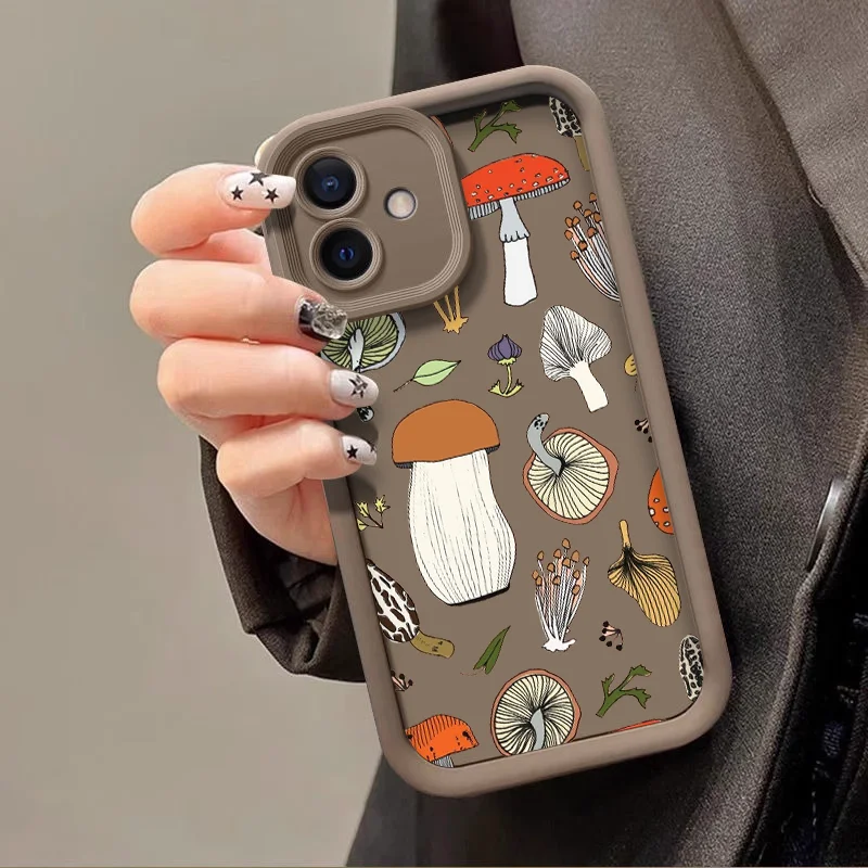 Cartoon Colorful Mushroom Pattern Soft Silicone Phone Case