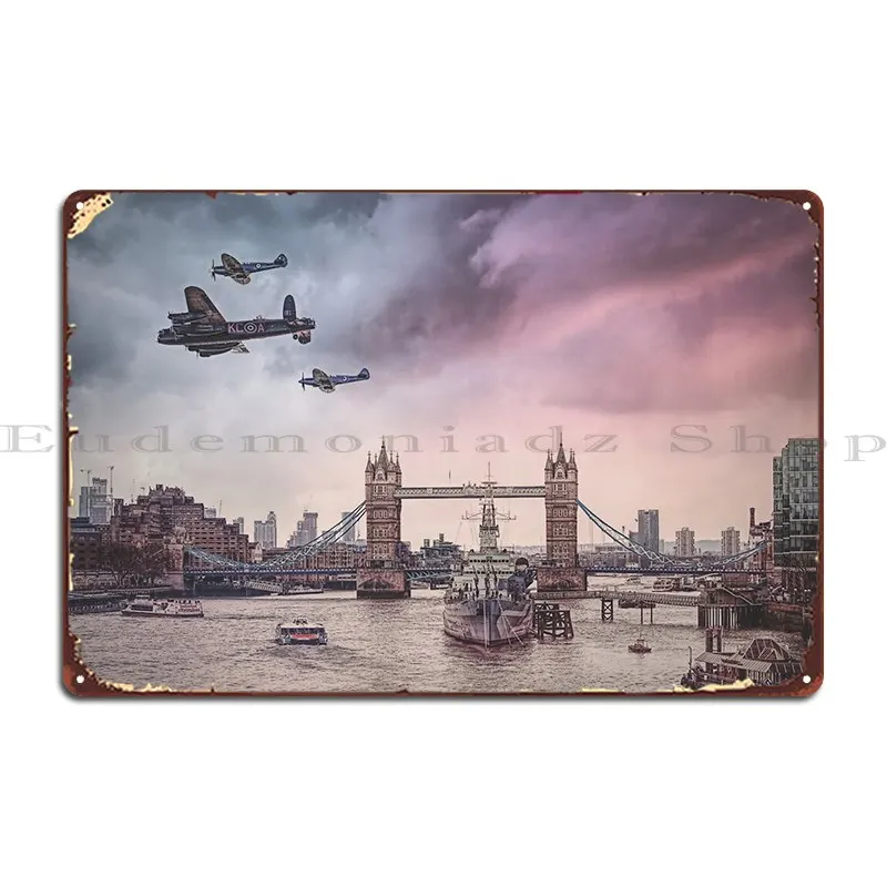 London Nighel Flyby Metal Sign Designs Wall Cave Cave Design Printing Tin Sign Poster