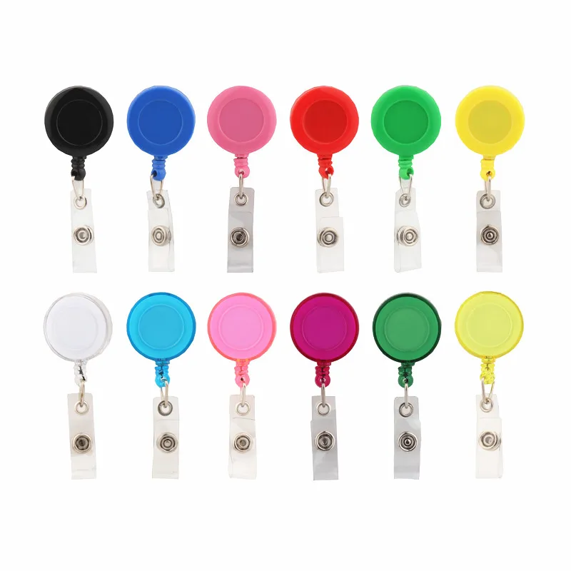 Retractable Badge Holder 20 colors Pull Badge Holder Reels Key Ring Chain Clips Office supplies school students ID Lanyard