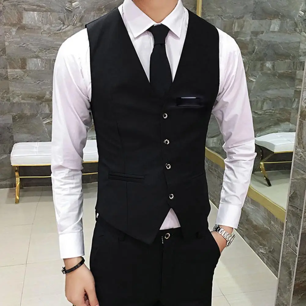 Men Formal Vest Slim Fit V-neck Suit Waistcoat for Groom Wedding Single-breasted Cardigan Style,dress vests
