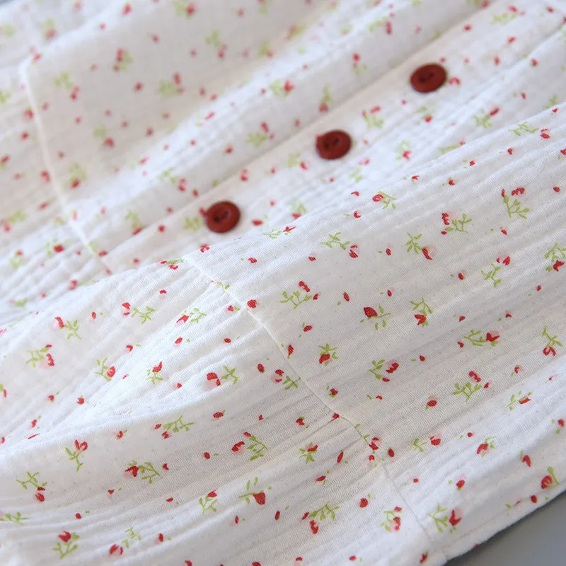 New Fashion Floral Print Long Nightgown Women's Nightgown pure cotton Lingerie Comfortable Summer Nightwear Casual Home Wear Hot