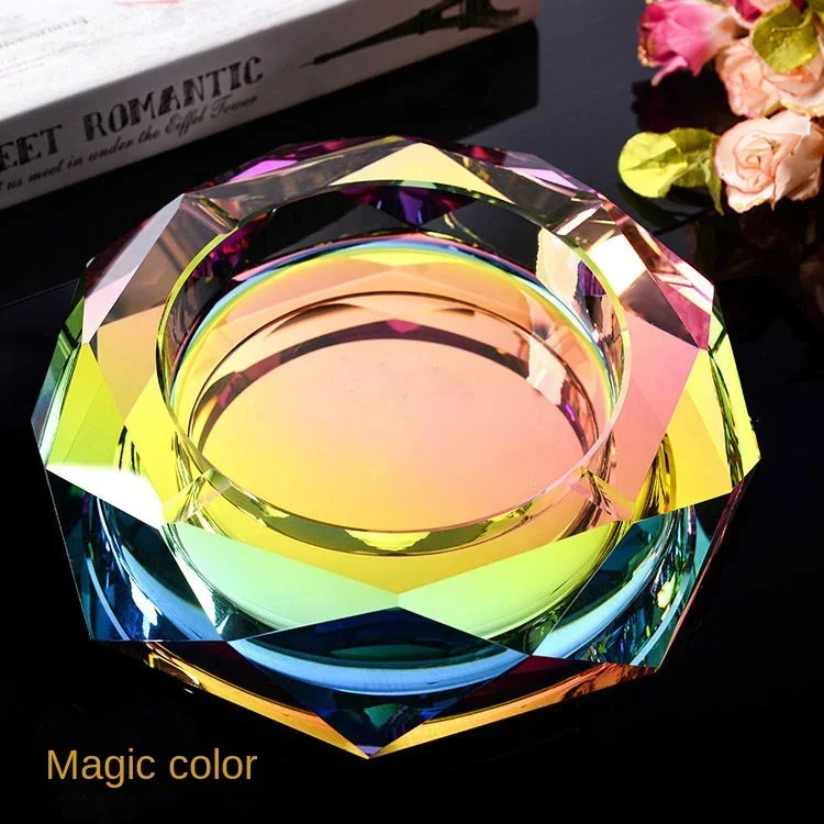 Colorful Crystal Glass Ashtray Gift for Boyfriend's Home Living Room Creative Fashion Trend Boutique Luxury portable ashtray,cigarettes ashtray,silicone ashtray,stainless steel ashtray,metal ashtray