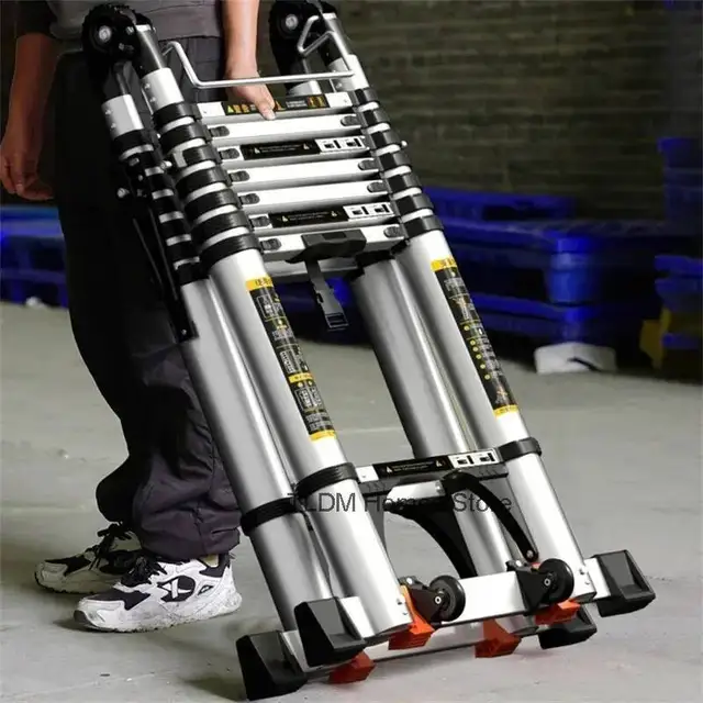 Ladder Engineering Alloy Step Multifunctional Aluminum Stools Home Folding Telescopic Ladder Portable Thick Herringbone Stairs