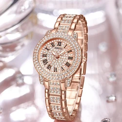 NIBOSI Brand New Luxury Diamond Quartz Watch for Women Fashion Rose Gold Bracelet Stainless Steel Women Watches Relogio Feminino