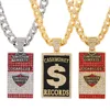 Goth Dollar Sign Cash Money Records Iced Out Pendant Necklace Cuban Chain Hip Hop Jewlery Street Rapper Boyfriend Gift 1