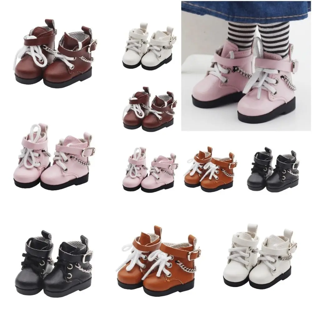 1Pair Doll Shoes Mini Doll Shoes Chain Shoes 4.5*2cm PU Leather BJD Doll PU Shoes Mini 1 Pair EXO Doll Boots 1/6 BJD Doll jzf 320 1pair protein leather replacement ear pads for razer tiamat 7 1 v2 headphones ear cushions headset earpads ear cups repair parts