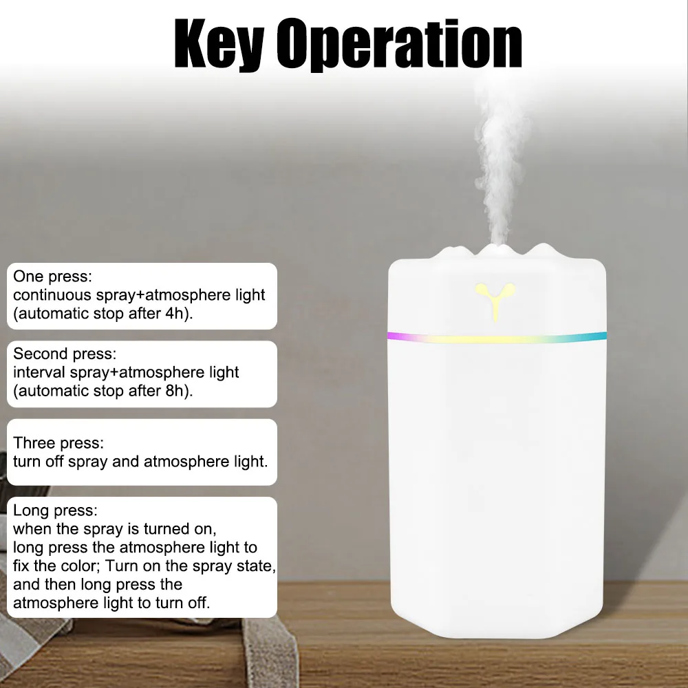 Electric Air Humidifier Mini Purifier Portable For Home Car Cool Mist Sprayer USB Aroma Diffuser with Colorful Night Light