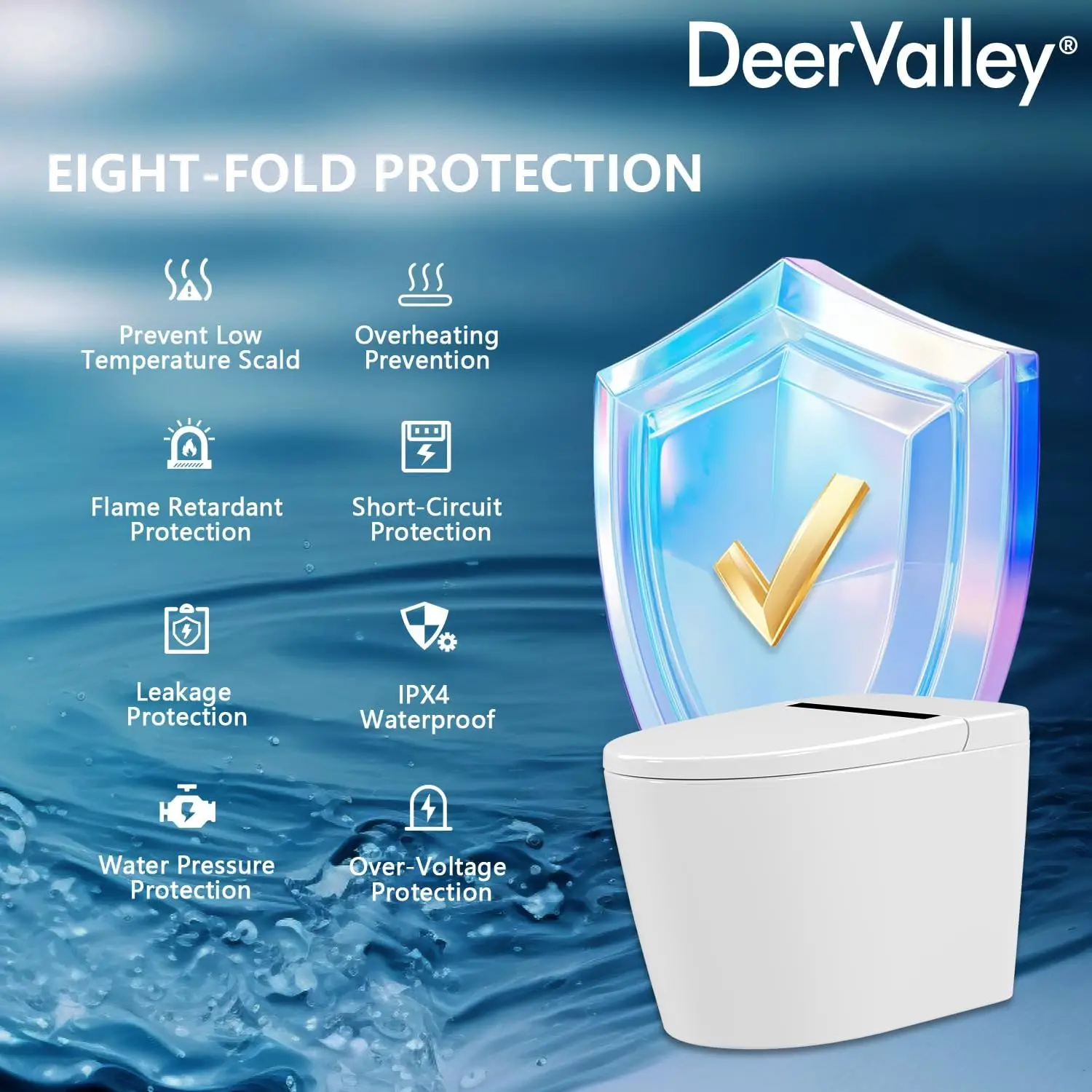 Smart Bidet Toilet, One Piece Bidet Toilet for Bathrooms, Toilet with Auto Open/Close Lid, Warm Dryer, Foot Sensor Operation 2