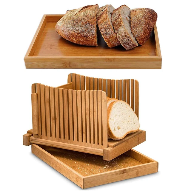 Homiu Bamboo Bread Cutter with Guide Foldable Loaf Slicer for Homemade —  The Homiu