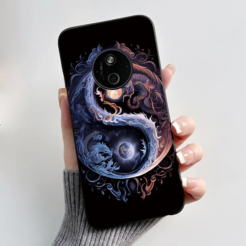 Aesthetic Shockproof Black Silicone Case with Sunset Pattern