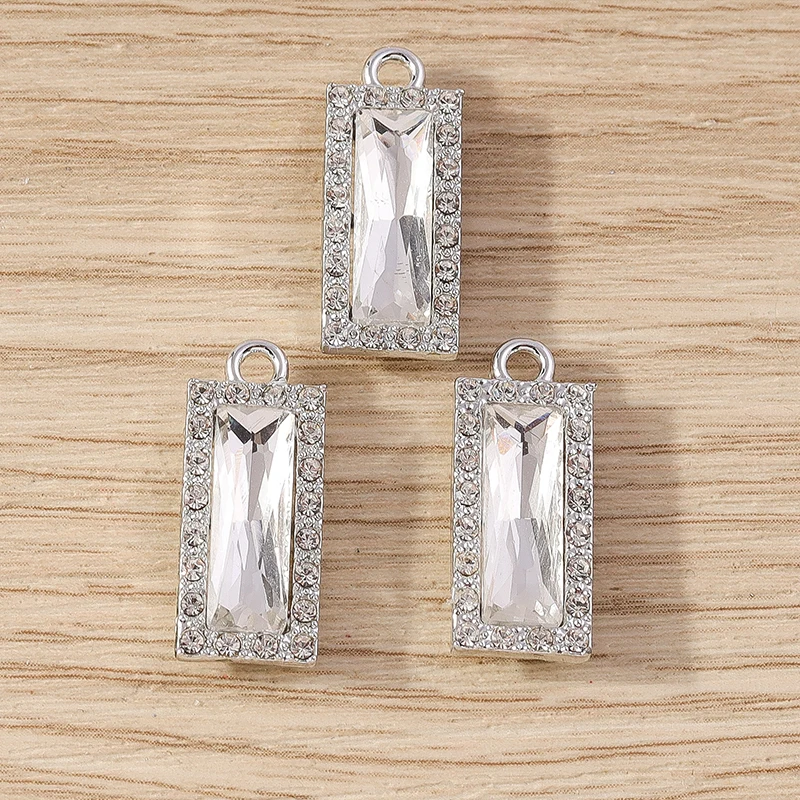 10 Stück 9 x 22 mm zarte rechteckige Kristall-Anhänger für die Schmuckherstellung, Tropfenohrringe, Halsketten, Armbänder, DIY-Bastelbedarf – Detail 13
