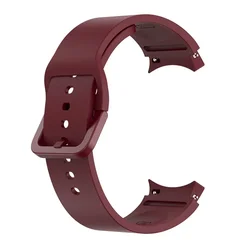 Premium Leather and Silicone Hybrid Watch Strap with Curved Ends - Watch 4 5 6 7 (Wine Red)