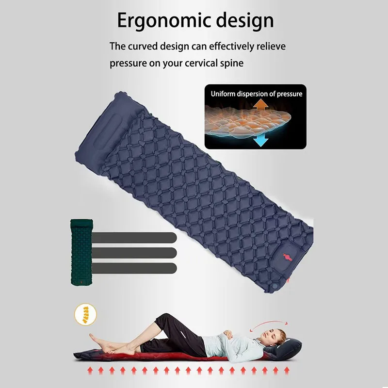 Car Inflatable Bed Outdoor Sleeping Pad Camping Inflatable Mattress with Pillows Foldable Car Travel Camping Bed