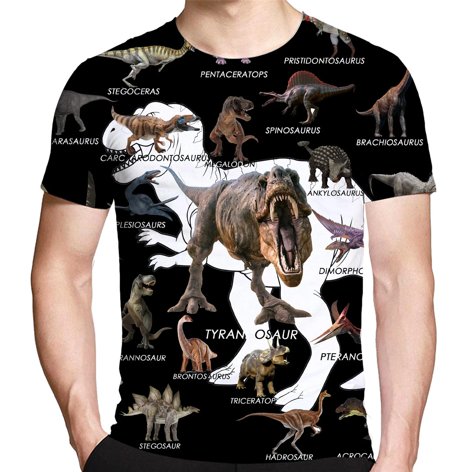 

Dinosaur 3D Print Men's T Shirt O Neck Short Sleeve Animal Funny Graphic Streetwear Summer Loose Male Oversized Tops Tees