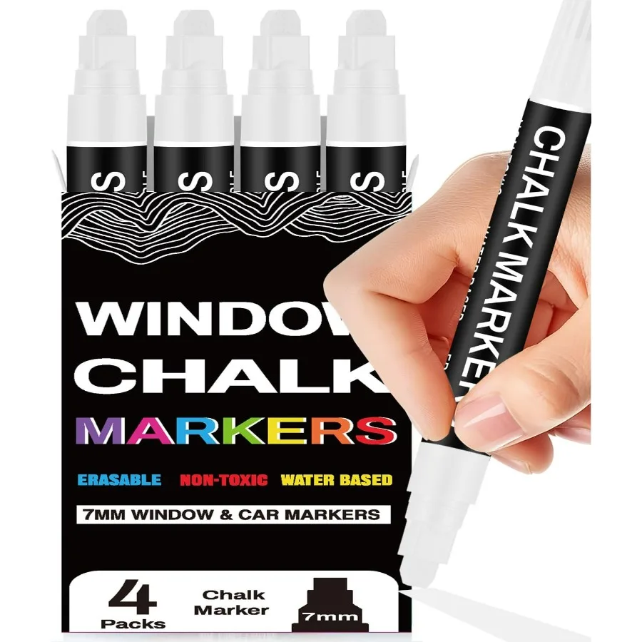 White Chalk Markers Thick Tips for Blackboard Windows