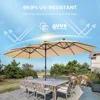 Double Sided Patio Umbrellas - 15ft Solar Lights LED Lighted Outdoor Extra Large Market Table Umbrella with Base Included 3