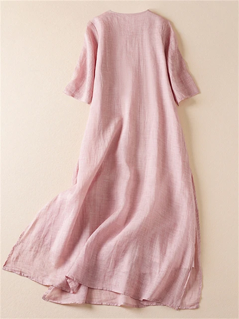 112787-42e9a0.jpg Robes d'été imprimées vintage pour femmes 2026 – Nouvelle robe longue décontractée et respirante pour femme, tenue de bureau élégante