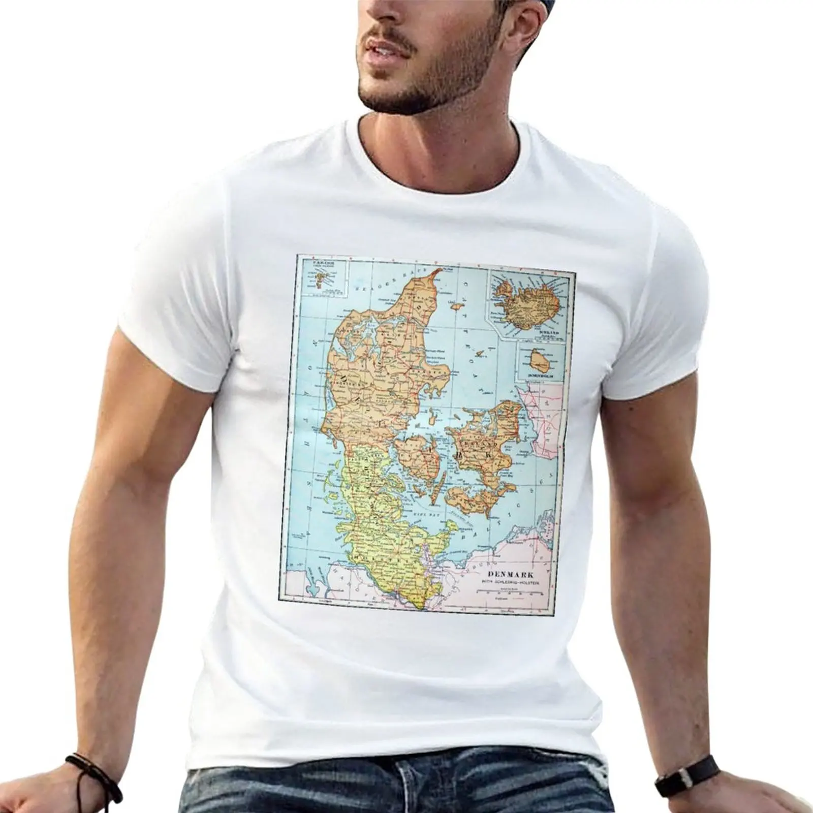 

Vintage Map of Denmark (1905) T-Shirt summer clothes plus sizes mens graphic t-shirts