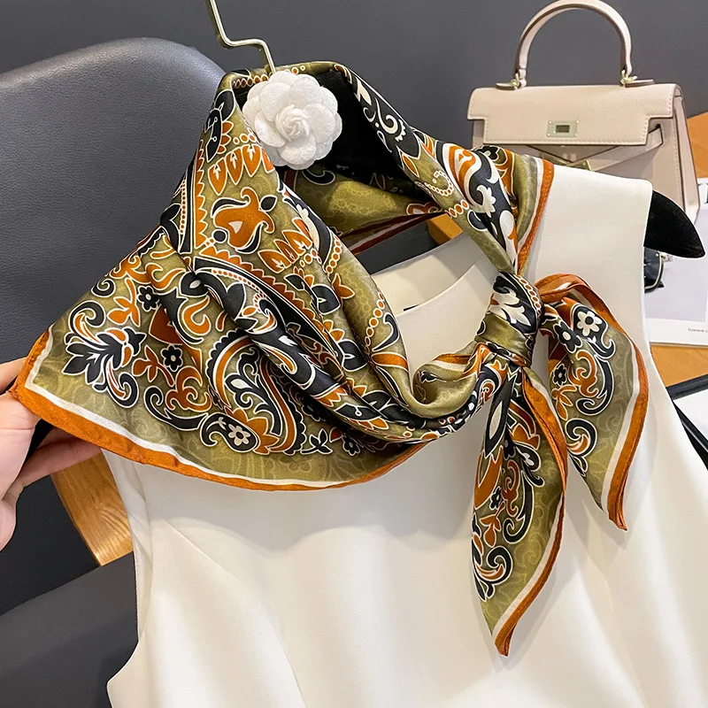 

Luxury Brand 100% Real Silk Square Scarf Women Neckerchief Shawl Ladies 2023 Wrap Headband Bandana Female Foulard Hijab Kerchief