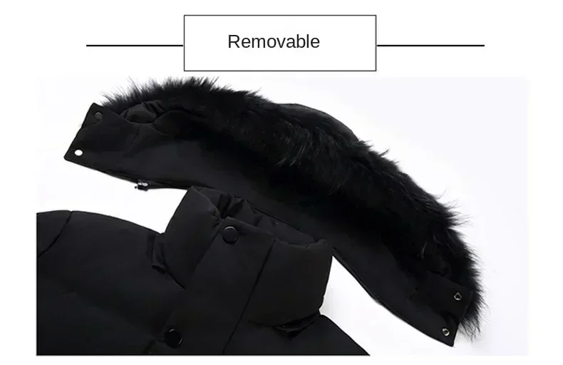 Luxury Long Down Jacket Men's Winter Korean Style Detachable Fur Collar Cap White Duck Down Warm Coat Brand Lightweight Parka down jacket mens jacket