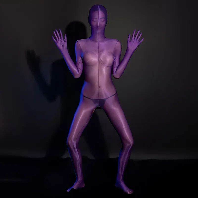Oil Shiny Sexy Full Body Zentai Bodysuit for Women Tight Catsuits Jumpsuits Lingerie Sex Porn Role Play Costumes