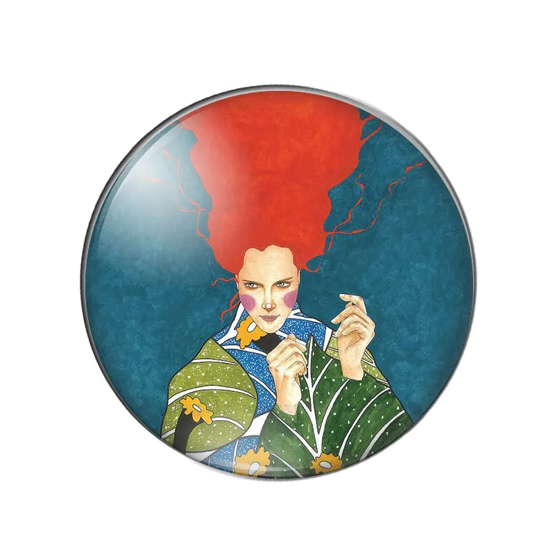 아트 패션 긴 머리 소녀 일러스트 10 개 12mm/14mm/18mm2 0mm/25mm, 라운드 사진 유리 카보 숑 데모 플랫 백 메이킹 결과