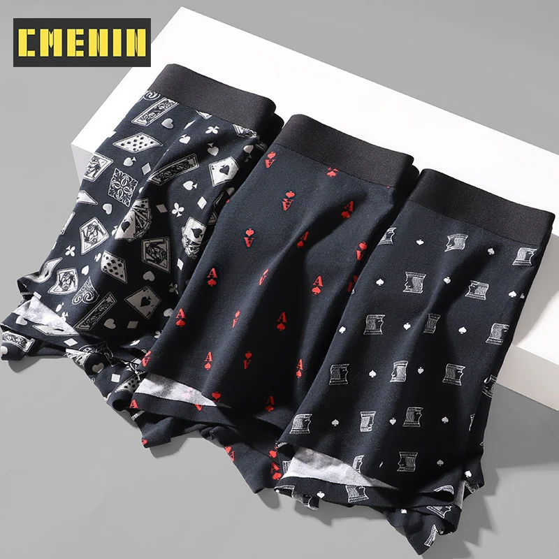 CMENIN 3pcs Men's Boxers Underwear 7A Antibacterial Cotton Sexy Man Underpants Boxershorts Male Panties Fashion Print Men Boxers