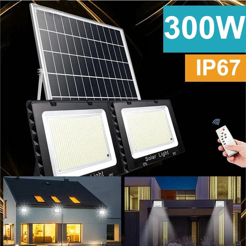 

2 head Solar Spotlight Flood Light Brighter with Aluminum solar panel Waterproof Solar Street Light With Remote garden wall lamp