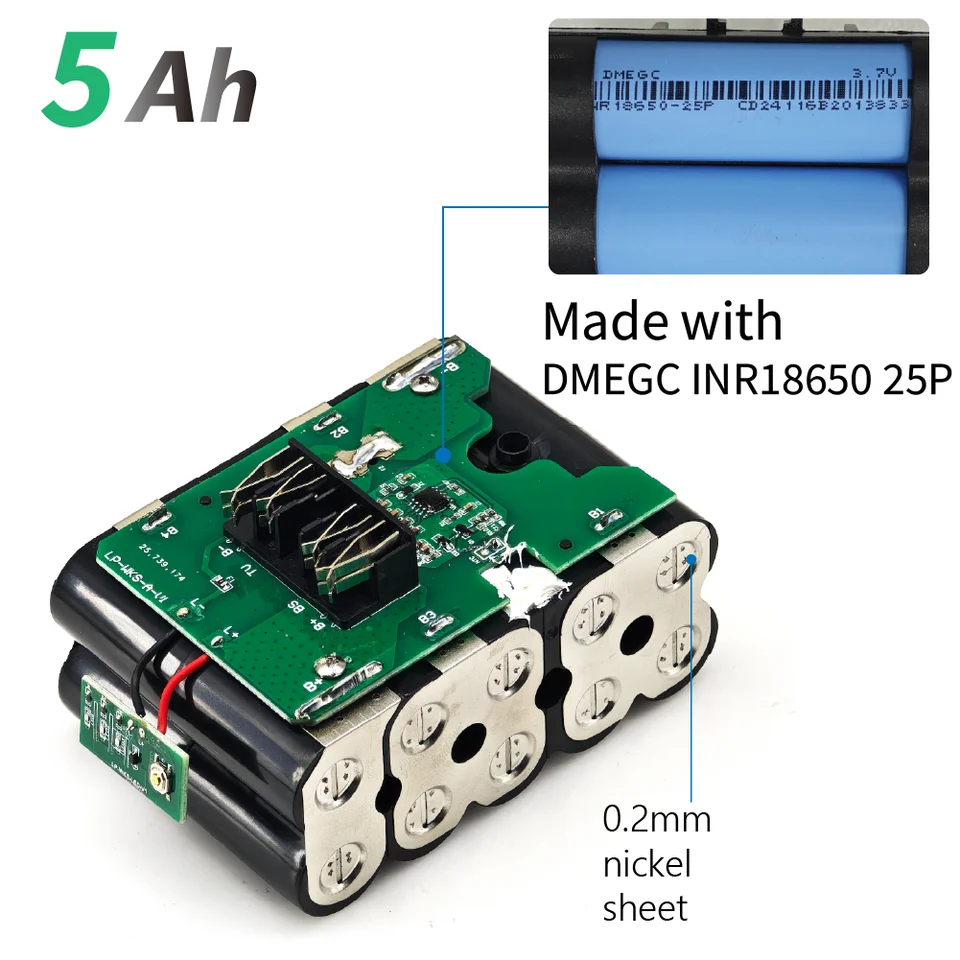 TPCELL 2.5/5Ah For WORX 20V Batteries 18650 Cordless Power Tool