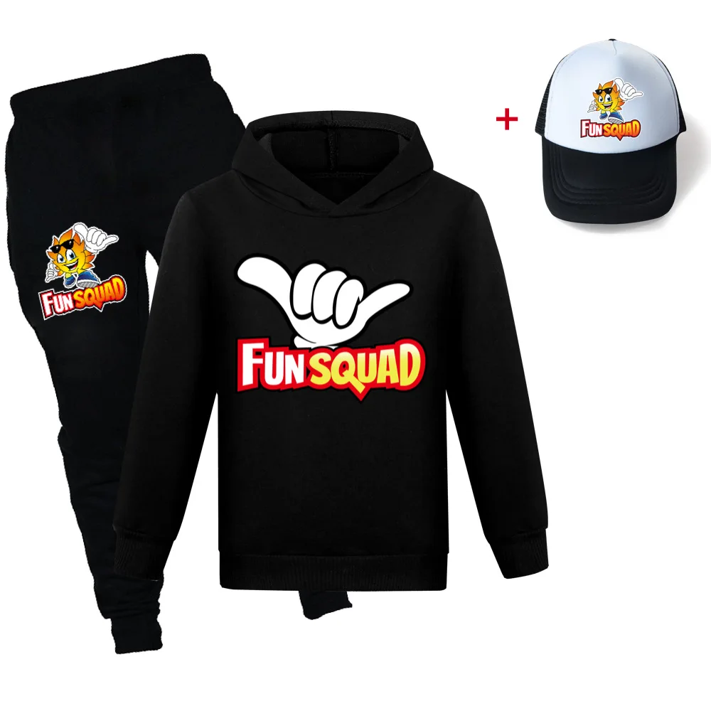 

Baby Girls Children Clothes Fun Squad Gaming Toddler Hoodie Sweatshirt+pants+ hat Kids Clothing Boy Casual Sportswear Suit