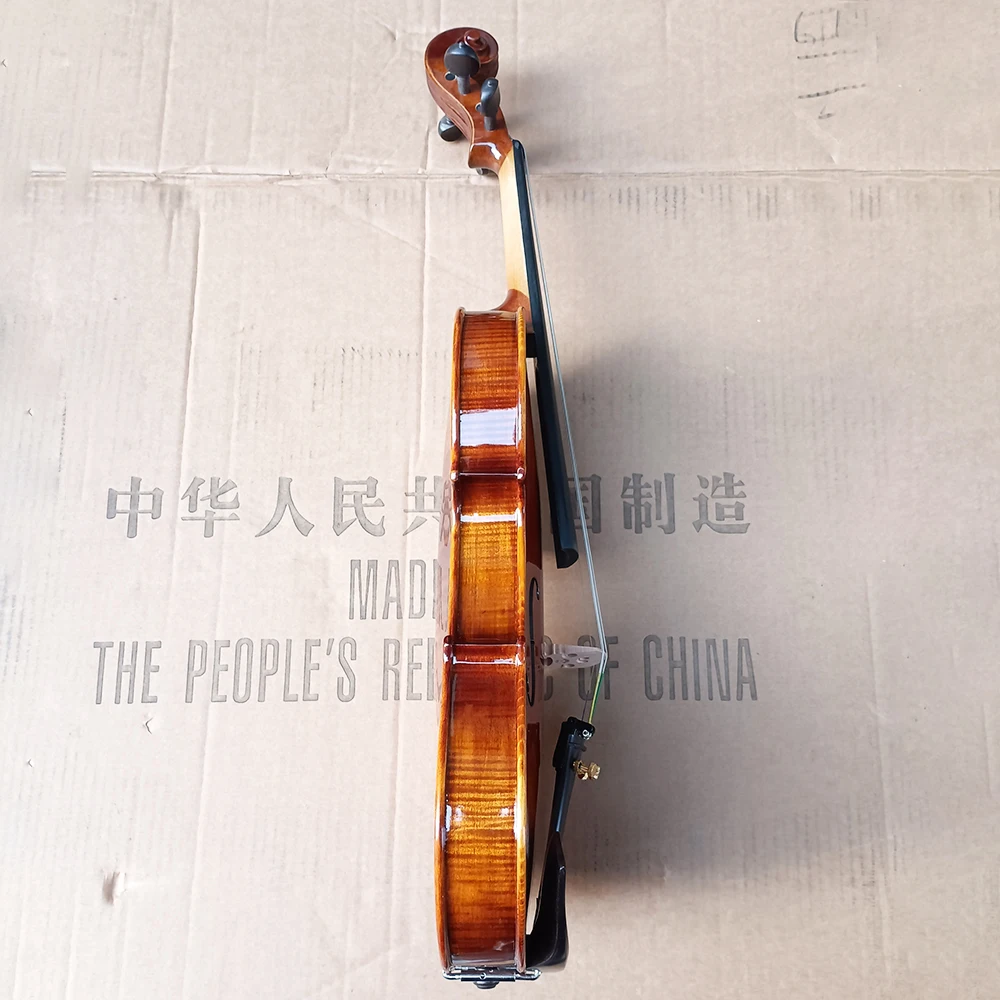 coffee One piece backboard Tiger patterned maple violin 4/4 Stradivarius Handmade violin beginner professional Musical Instrumen