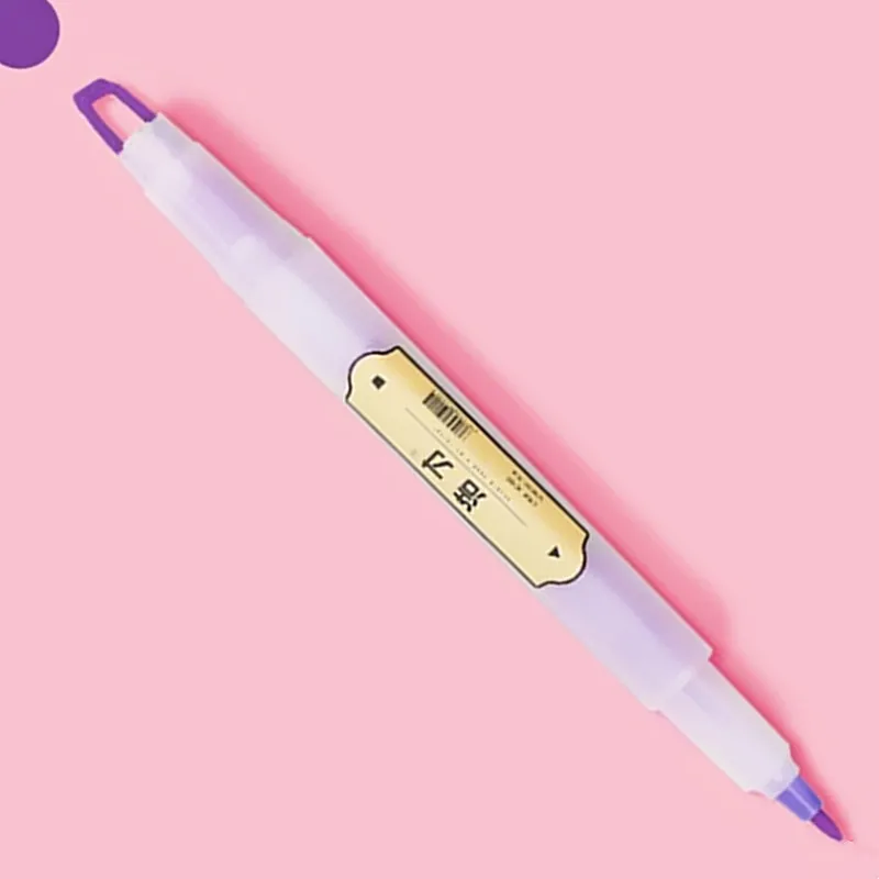 6pcs 색상 듀얼 팁 형광펜 펜 아티스트 학생 페인트 마커 그리기 쓰기 도구 사무실 학교 공급 편지지 선물