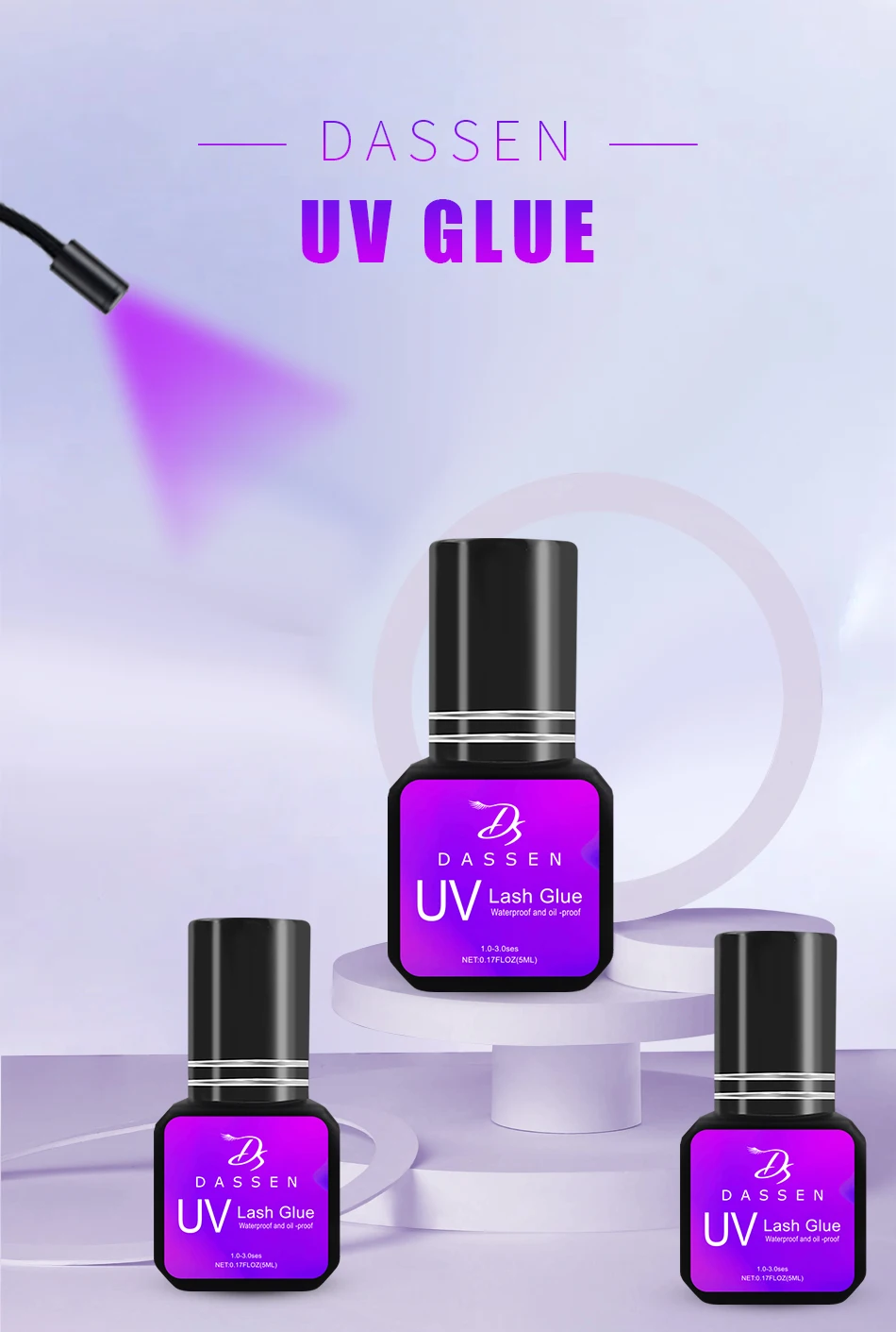 Description Picture 2 of itemDassen UV Glue Grafting False Eyelash Glue 1s quick-drying long-lasting Glue For Lash Extension Supplies
