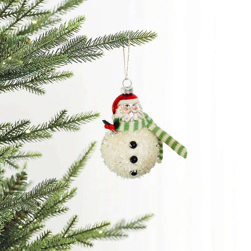 Christmas Santa Claus Pendant Glass Snowman Ornaments