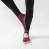 Women Backless Five Toe Yoga Socks Non-Slip Cotton Ladies Dance Ballet Socks Open Half Breathable Fitness Sport Sock for Pilates 4