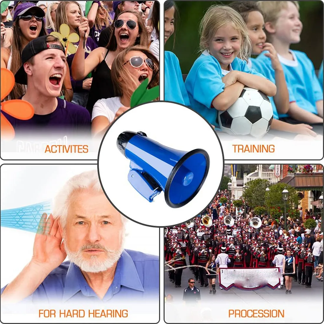 25 Watt Compact Megaphone Speaker PA Bullhorn Built-in Siren, Voice Recorder, Bottle Opener handheld megaphone