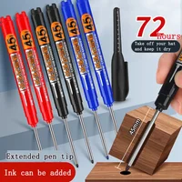 8PCS 45mm Tip Waterproof Long Head Marker Pen Quick-Dry Ink Woodworking Black Red Blue Long Head Nib Deep Hole Tile Carpenter 1