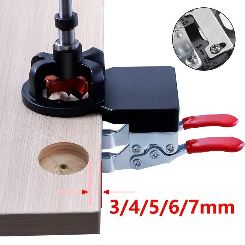 Concealed Hinge Drilling Jig Hole Set 35mm Aluminum Alloy Double Clip Fixed Woodworking Tool for Wood Furniture Door Cabinets 35mm concealed hinge jig drill guide set forstner installation door hole locator template wood cutter carpenter woodworking tool